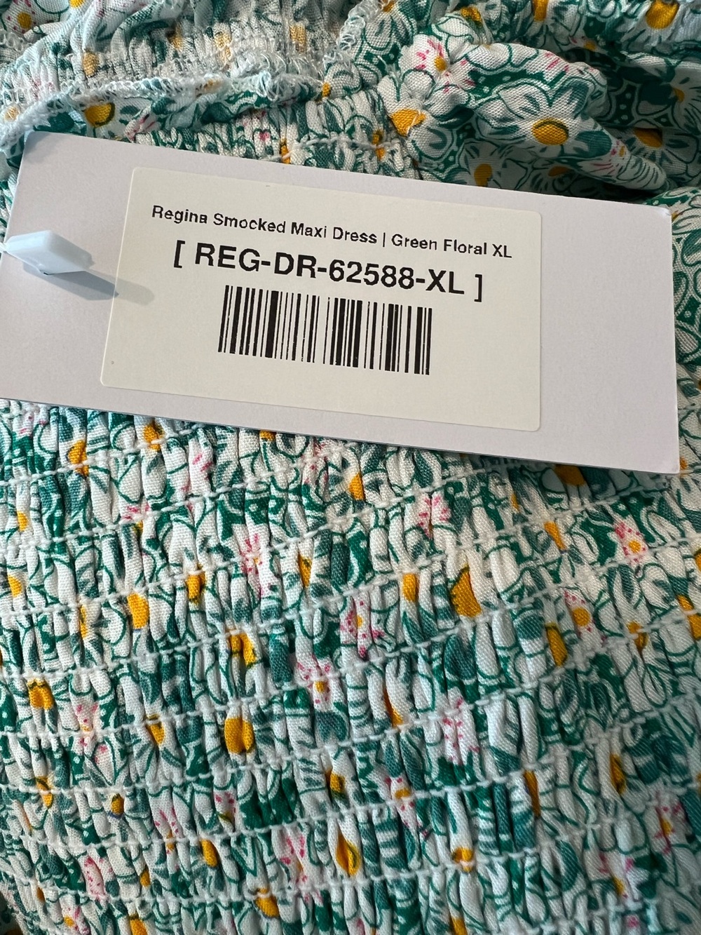 Baltic Born Regina Smocked Short-Sleeve Tiered Maxi Dress Green Floral NEW XL - Picture 11 of 14